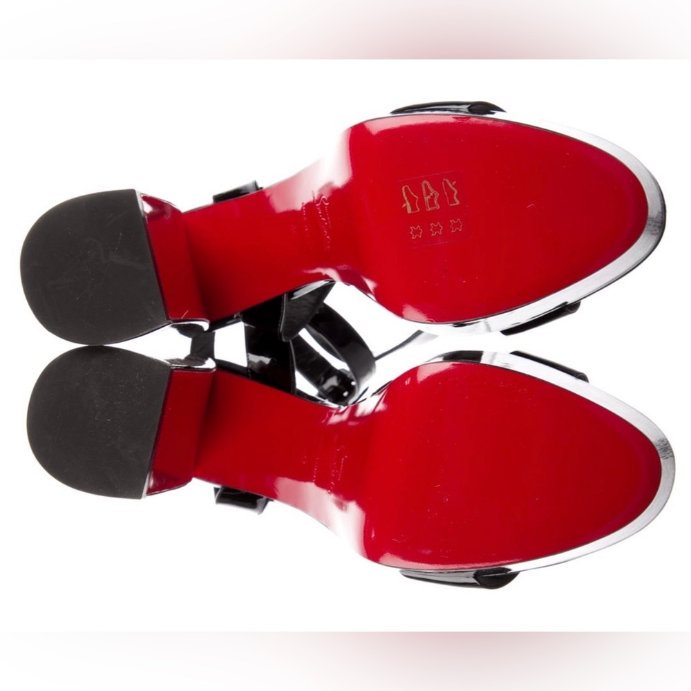 SOLD!Christian Louboutin Black Platform patent leather Heel Sandals - Picture 5 of 16
